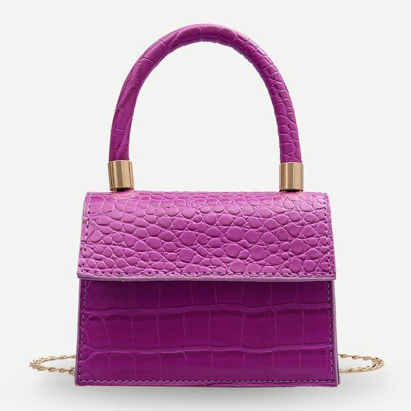 Mini Bolsa de Couro com Alça de Corrente