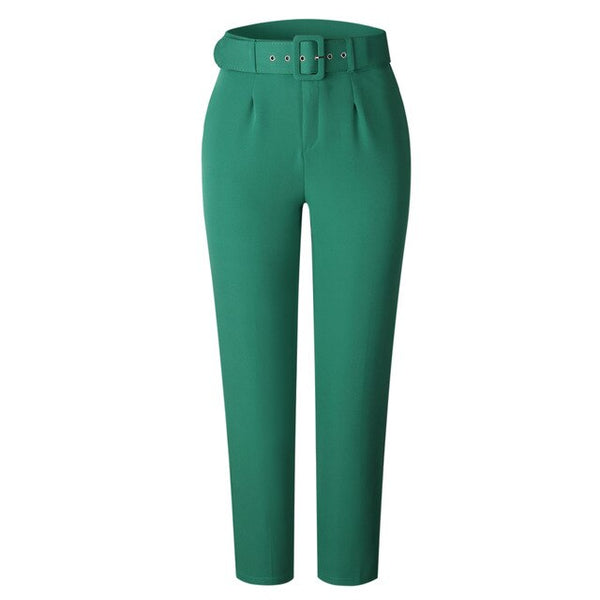 Calça Social Solta Skinny Cintura Alta com Cinto