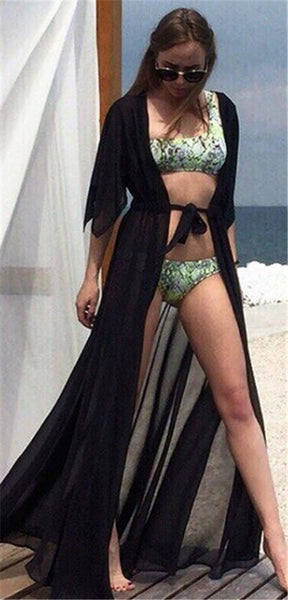 Saída de Praia Longa com Mangas Curtas Transparente