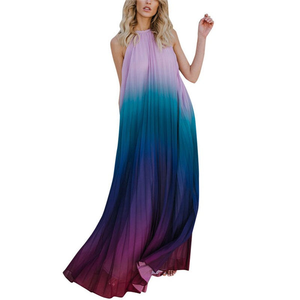 Vestido Longo Solto Sem Mangas Costas Abertas