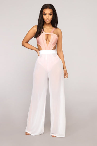 Calça Pantalona em Tule Transparente Praia