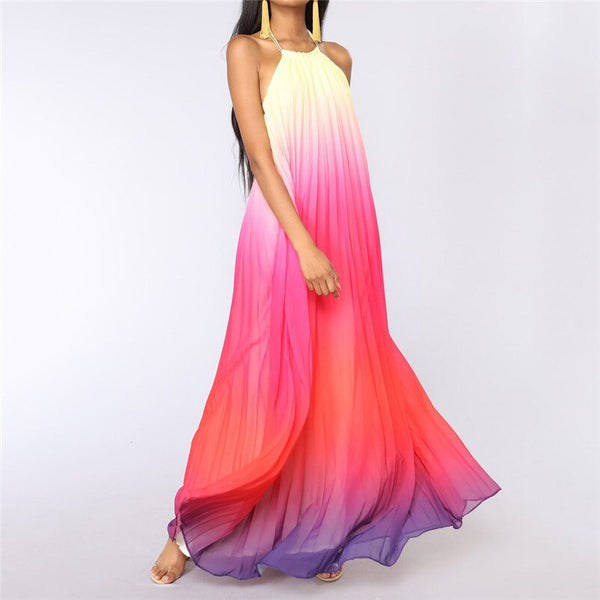 Vestido Longo Solto Sem Mangas Costas Abertas