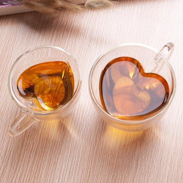 Double Heart Shaped Glass Cup