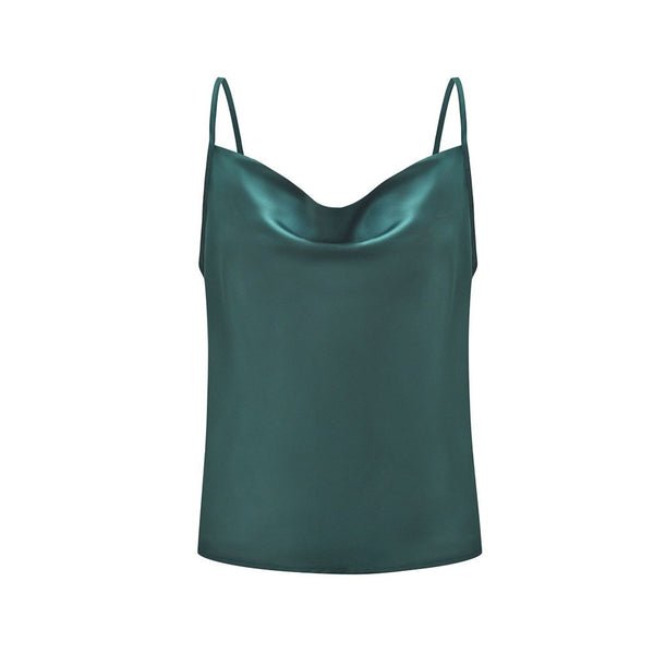 Blusa de Alcinha em Cetim Solta Decote V