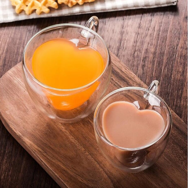 Double Heart Shaped Glass Cup