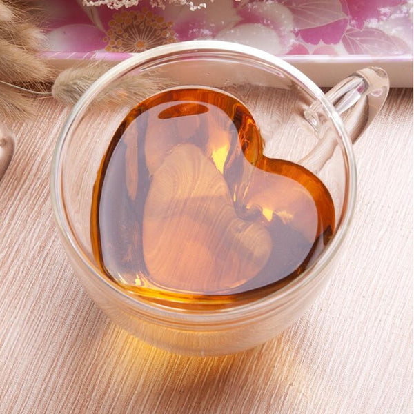 Double Heart Shaped Glass Cup