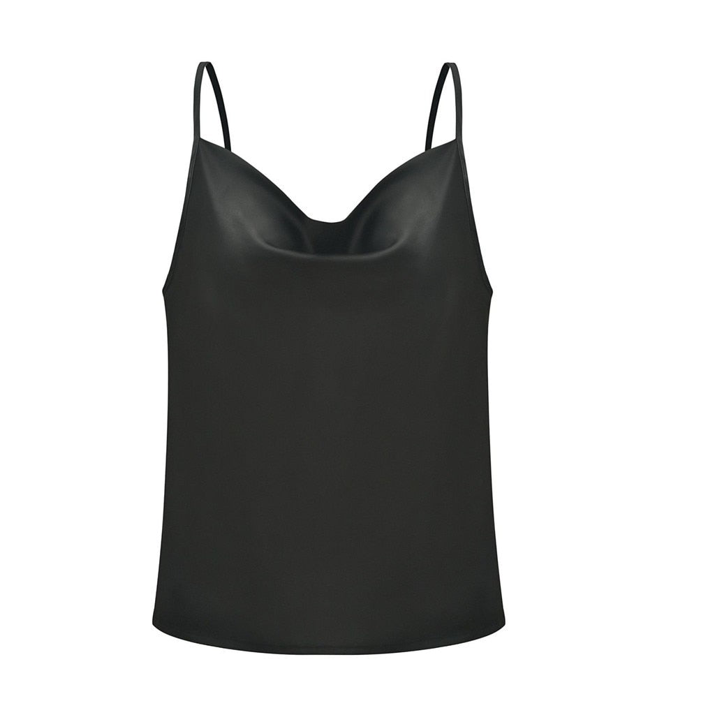 Blusa de Alcinha em Cetim Solta Decote V