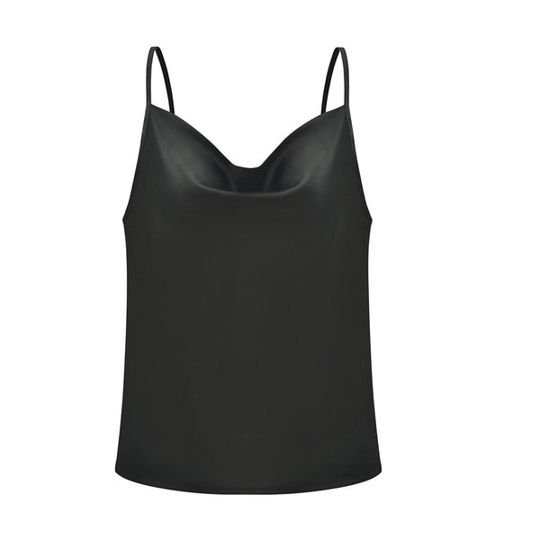Blusa de Alcinha em Cetim Solta Decote V