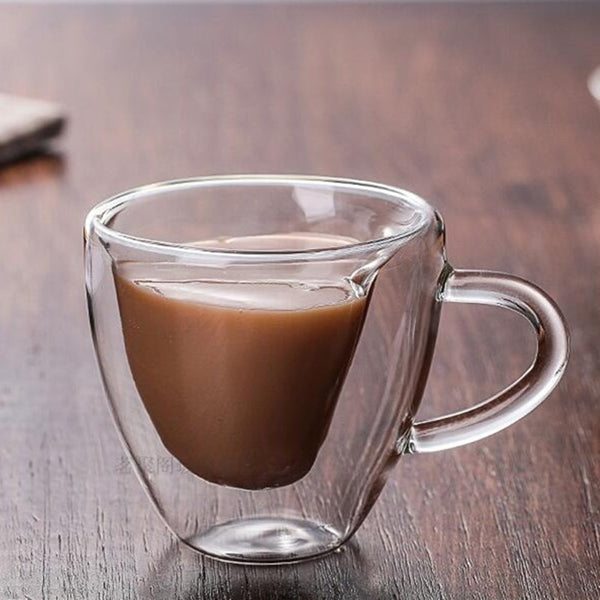 Double Heart Shaped Glass Cup