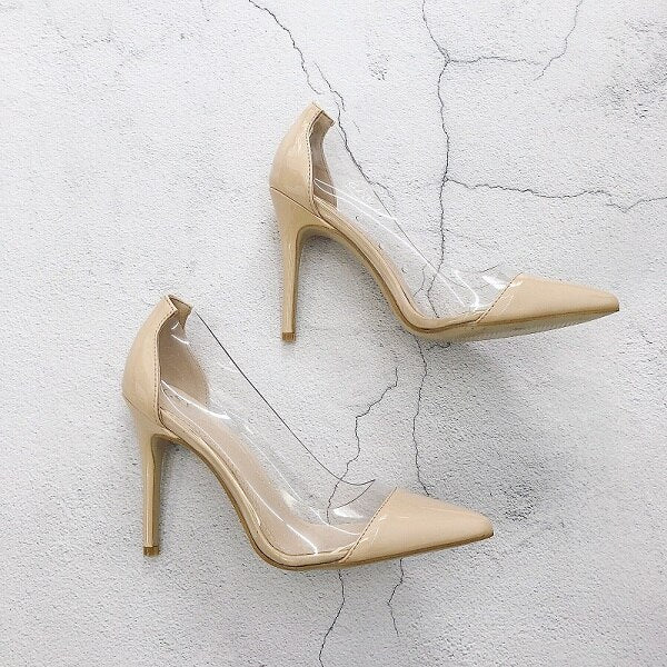 Scarpin Vinil Transparente Salto Alto Fino