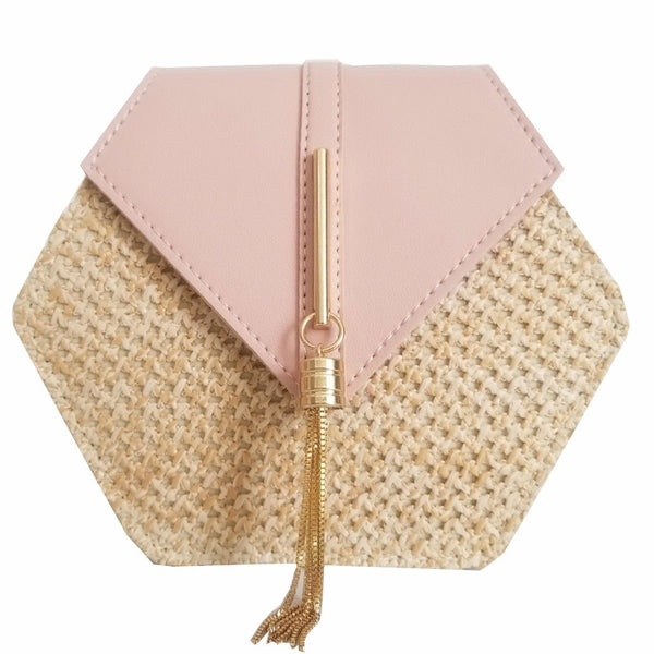 Bolsa Pequena Artesanal de Ombro Redonda de Palha