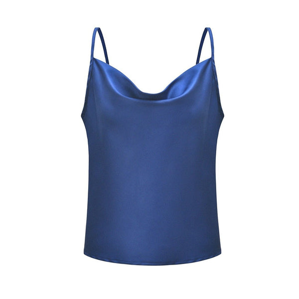 Blusa de Alcinha em Cetim Solta Decote V