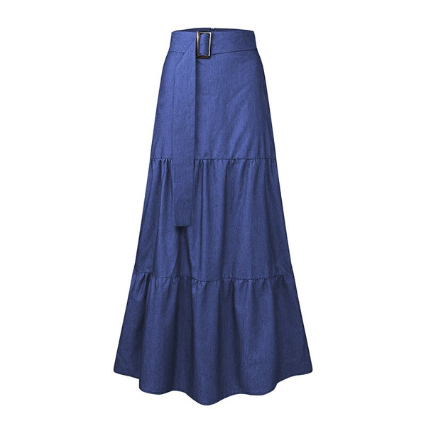 Saia Jeans Longa Chiffon