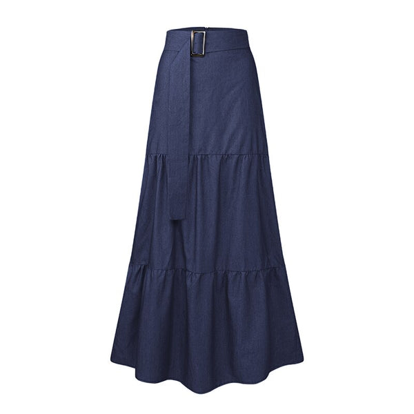 Saia Jeans Longa Chiffon