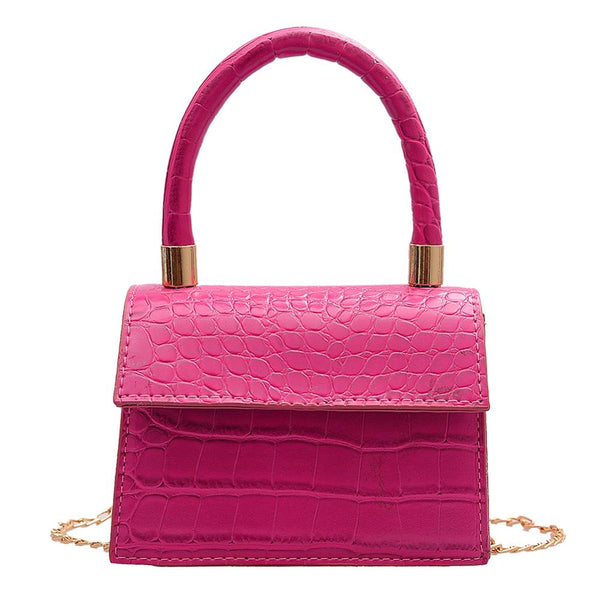 Mini Bolsa de Couro com Alça de Corrente
