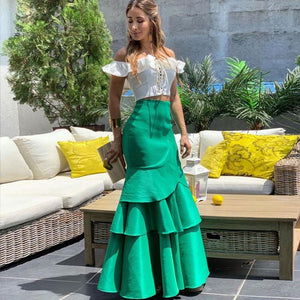 Cropped Branco Ombro a Ombro com Babados