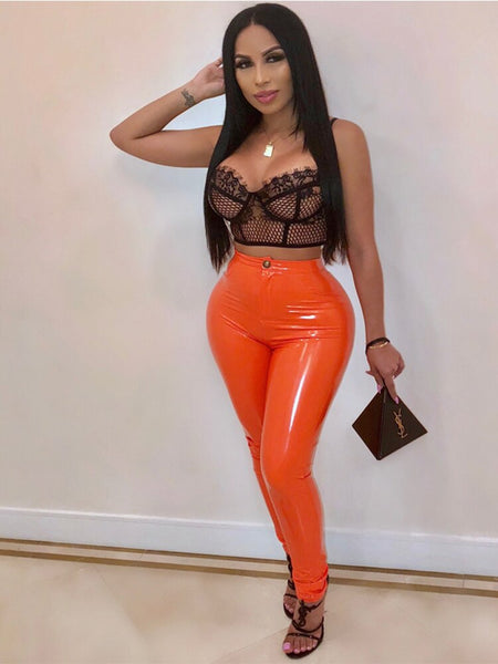 Calça Verniz Vinil Skinny Cintura Alta
