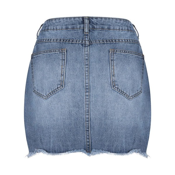 Short Asymmetrical and Customized Jean Skirt