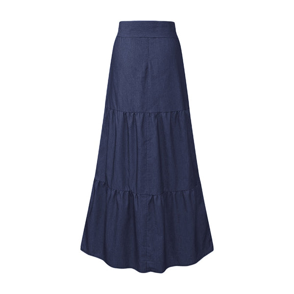 Saia Jeans Longa Chiffon
