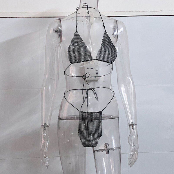 Conjunto de Biquíni em Cristal Fio Dental