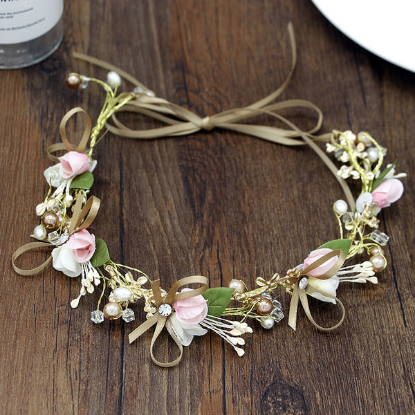 Coroa de Flores Videira Trançada Acessório de Cabelo