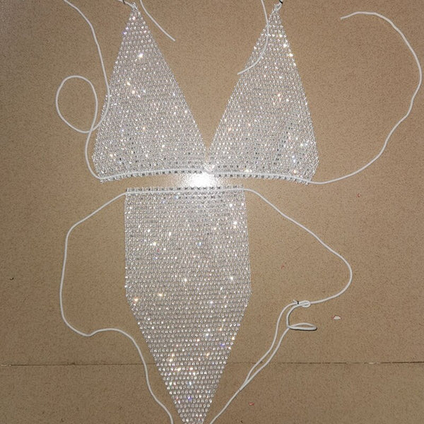 Conjunto de Biquíni em Cristal Fio Dental