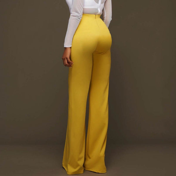 Calça Cintura Alta Pernas Largas Cotton