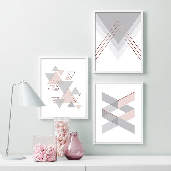 Pintura em Tela Folha Nórdico Geométrico Abstrato
