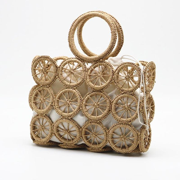 Bolsa Grande de Mão Artesanal Envelope de Palha Praia