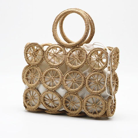 Bolsa Grande de Mão Artesanal Envelope de Palha Praia