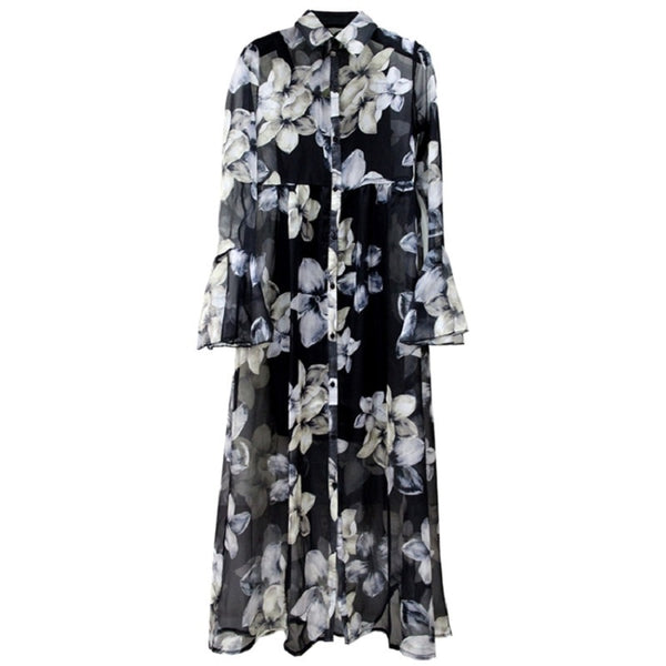 Camisa Kimono em Tule Floral