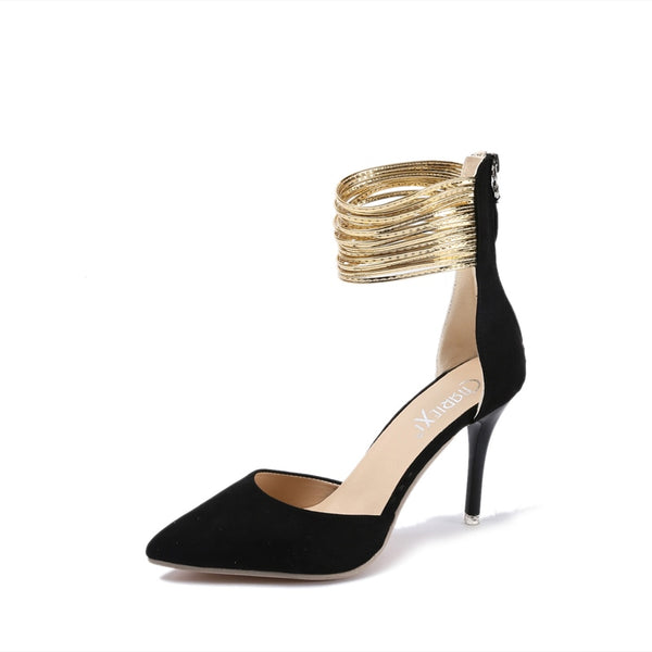Scarpin Salto Médio Fino com Correia de Metal