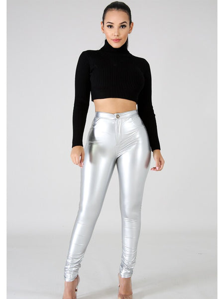 Calça Verniz Vinil Skinny Cintura Alta