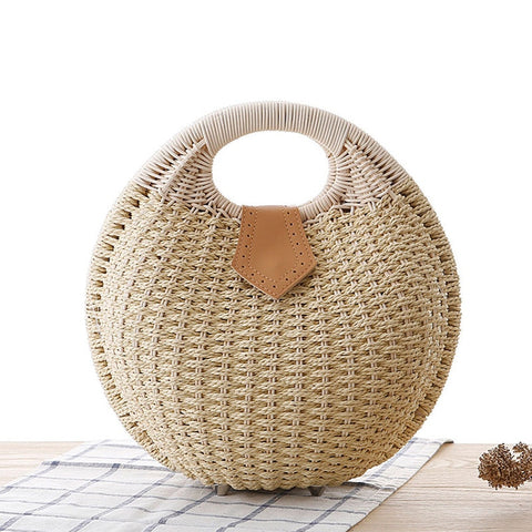 Bolsa Redonda de Mão Artesanal em Crochê Praia