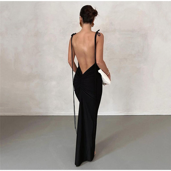 Vestido Longo Justo Costas Abertas