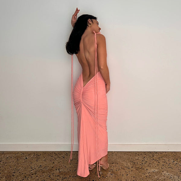 Vestido Longo Justo Costas Abertas