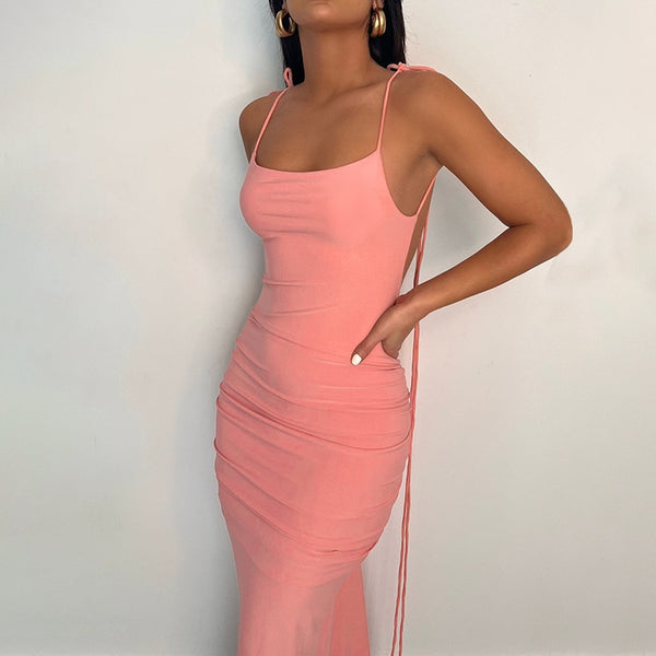 Vestido Longo Justo Costas Abertas