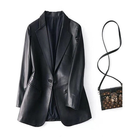 Blazer Alongado de Couro