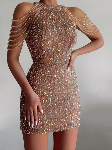 Vestido Curto Com Paetê