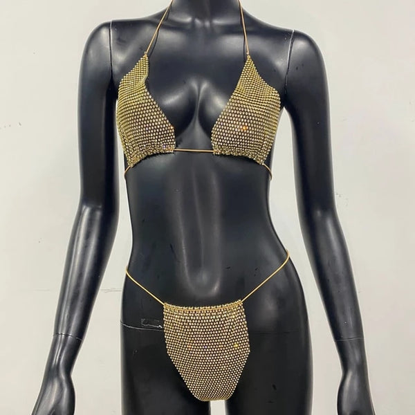 Conjunto de Biquíni em Cristal Fio Dental