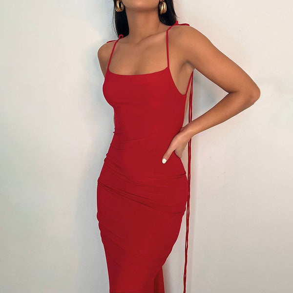 Vestido Longo Justo Costas Abertas